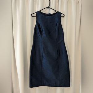 Alfred Sung navy bridesmaid dress with back bow detail